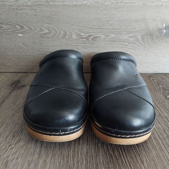 Clarks | Black Preslet Sheen Leather Clog Size 10 - Picture 2 of 10